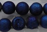 CAG6252 15 inches 8mm faceted round plated druzy agate beads