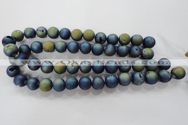 CAG6265 15 inches 14mm round plated druzy agate beads wholesale