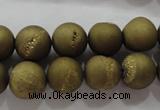 CAG6274 15 inches 12mm round plated druzy agate beads wholesale