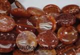 CAG631 15.5 inches 14mm coin natural fire agate beads wholesale