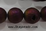 CAG6317 15 inches 18mm faceted round plated druzy agate beads