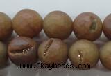 CAG6332 15 inches 8mm faceted round plated druzy agate beads