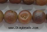 CAG6336 15 inches 16mm faceted round plated druzy agate beads