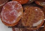 CAG634 15.5 inches 40mm coin natural fire agate beads wholesale