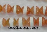 CAG6350 15 inches 8mm faceted round tibetan agate gemstone beads