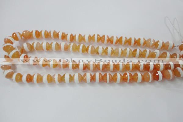 CAG6350 15 inches 8mm faceted round tibetan agate gemstone beads