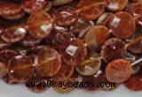 CAG636 15.5 inches 10mm faceted coin natural fire agate beads