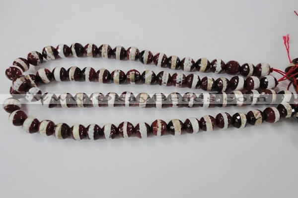 CAG6362 15 inches 8mm faceted round tibetan agate gemstone beads