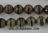 CAG6366 15 inches 8mm faceted round tibetan agate gemstone beads