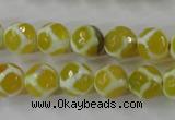 CAG6371 15 inches 10mm faceted round tibetan agate gemstone beads