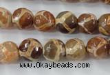 CAG6378 15 inches 8mm faceted round tibetan agate gemstone beads