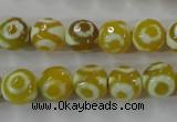 CAG6387 15 inches 8mm faceted round tibetan agate gemstone beads