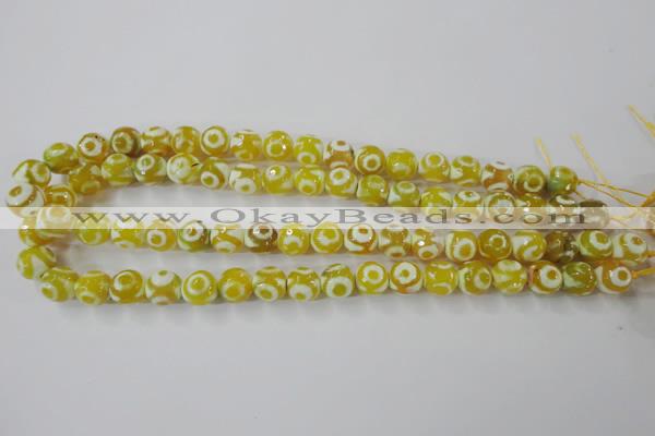 CAG6388 15 inches 10mm faceted round tibetan agate gemstone beads