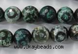 CAG6395 15 inches 8mm faceted round tibetan agate gemstone beads