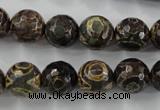 CAG6399 15 inches 12mm faceted round tibetan agate gemstone beads