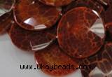 CAG641 15.5 inches 35mm faceted coin natural fire agate beads