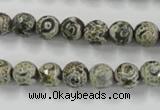 CAG6414 15 inches 8mm faceted round tibetan agate gemstone beads