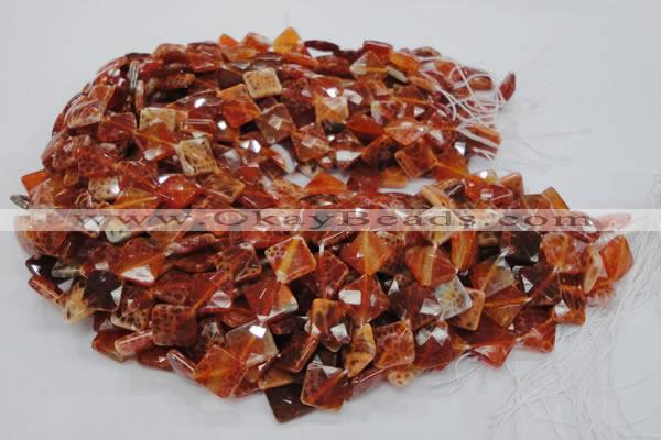 CAG655 15.5 inches 12*12mm faceted rhombic natural fire agate beads