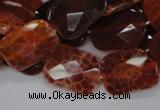 CAG663 15.5 inches 15*20mm faceted rectangle natural fire agate beads