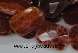 CAG664 15.5 inches 18*25mm faceted rectangle natural fire agate beads