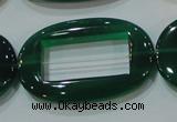 CAG6646 15.5 inches 25*38mm oval green agate gemstone beads