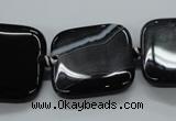 CAG6680 15.5 inches 25*25mm square black line agate beads