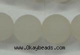 CAG6683 15 inches 14mm round white pilates agate beads