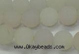 CAG6687 15 inches 8mm round white pilates agate beads