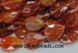 CAG670 15.5 inches 13*18mm faceted flat teardrop natural fire agate beads