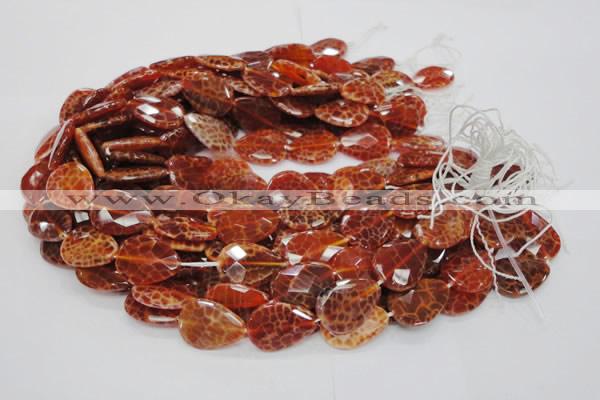 CAG671 15.5 inches 18*25mm faceted flat teardrop natural fire agate beads