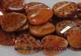 CAG674 15.5 inch 15*20mm faceted teardrop twisted natural fire agate beads