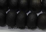 CAG6748 15 inches 10*14mm rondelle black pilates agate beads