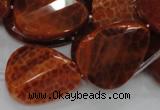 CAG676 15.5 inch 23*30mm faceted teardrop twisted natural fire agate beads