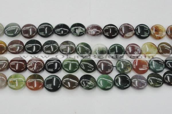 CAG6772 15.5 inches 16mm flat round Indian agate beads wholesale