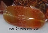 CAG681 15.5 inches 25*50mm faceted freeform natural fire agate beads