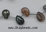 CAG6838 Top drilled 8*12mm flat teardrop Indian agate beads