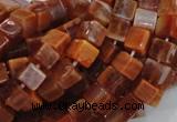 CAG686 15.5 inches 6*6mm cube natural fire agate beads wholesale