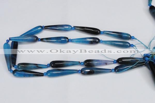 CAG6905 15.5 inches 10*40mm faceted teardrop line agate beads