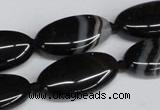 CAG6920 15.5 inches 15*30mm oval black line agate beads