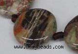 CAG7047 15.5 inches 25mm flat round ocean agate gemstone beads