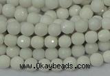 CAG710 15.5 inches 6mm faceted round white agate gemstone beads