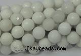 CAG711 15.5 inches 8mm faceted round white agate gemstone beads