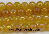 CAG7120 15.5 inches 4mm round AB-color yellow agate gemstone beads