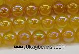 CAG7121 15.5 inches 6mm round AB-color yellow agate gemstone beads