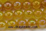 CAG7123 15.5 inches 10mm round AB-color yellow agate gemstone beads