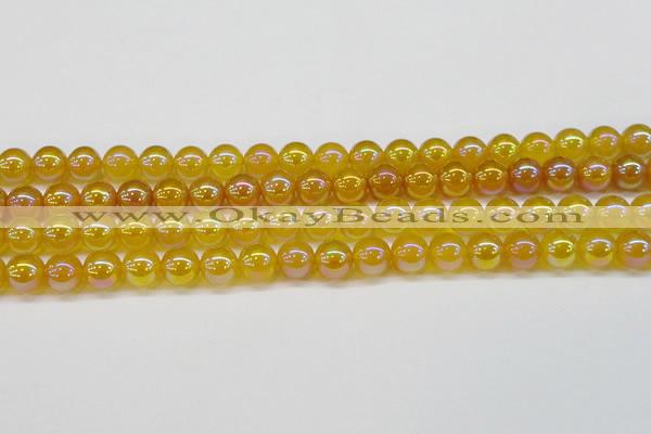 CAG7123 15.5 inches 10mm round AB-color yellow agate gemstone beads