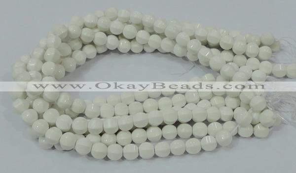 CAG717 15.5 inches 10mm pumpkin shape white agate gemstone beads