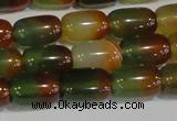 CAG7176 15.5 inches 10*14mm drum rainbow agate gemstone beads