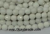 CAG7185 15.5 inches 3mm faceted round white agate gemstone beads