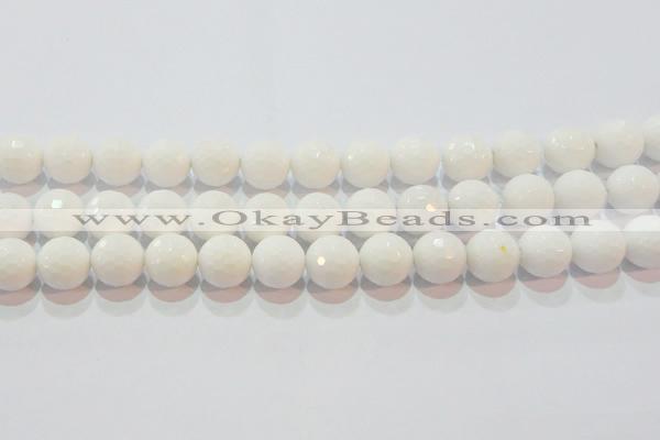 CAG7186 15.5 inches 16mm faceted round white agate gemstone beads